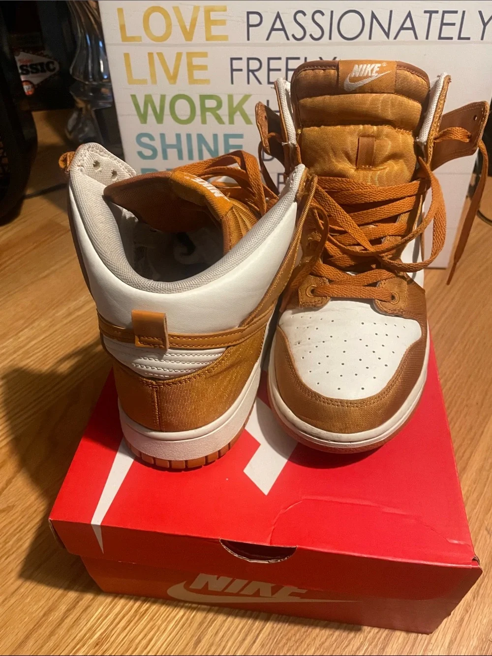Nike Men’s High-Top Sneakers in Tan and White